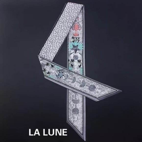 New Tarot Cards Silk Skinny Scarf Twilly 'Moon' - Picture 2 of 6